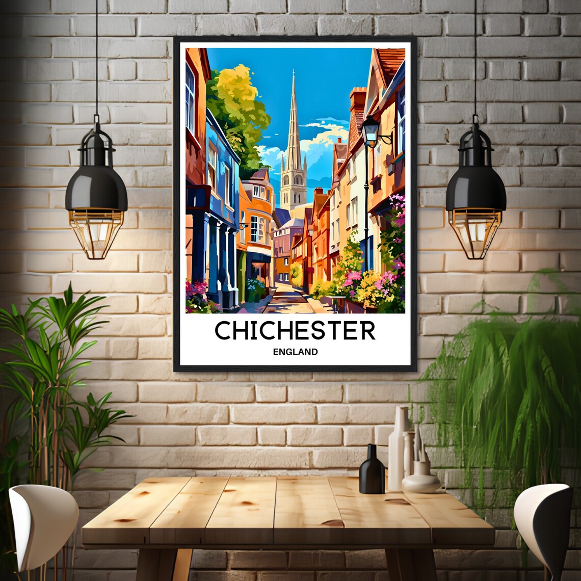 Chichester England Cathedral Spire Historic Old Town Travel Poster - Image 3