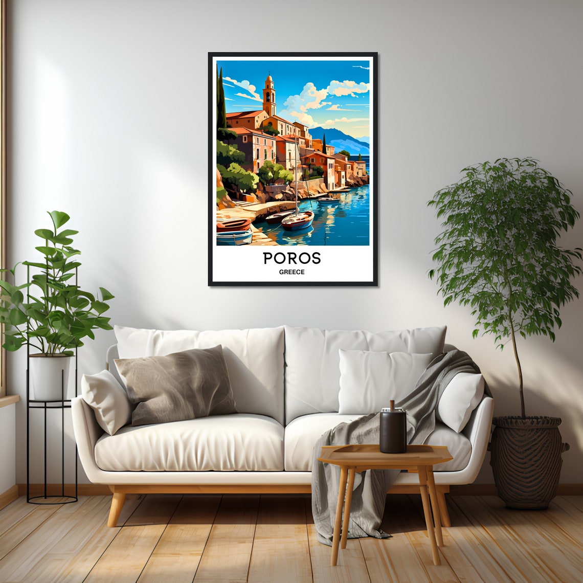 Poros Greece Charming Harbour Town Seaside Retro Travel Poster - Image 2