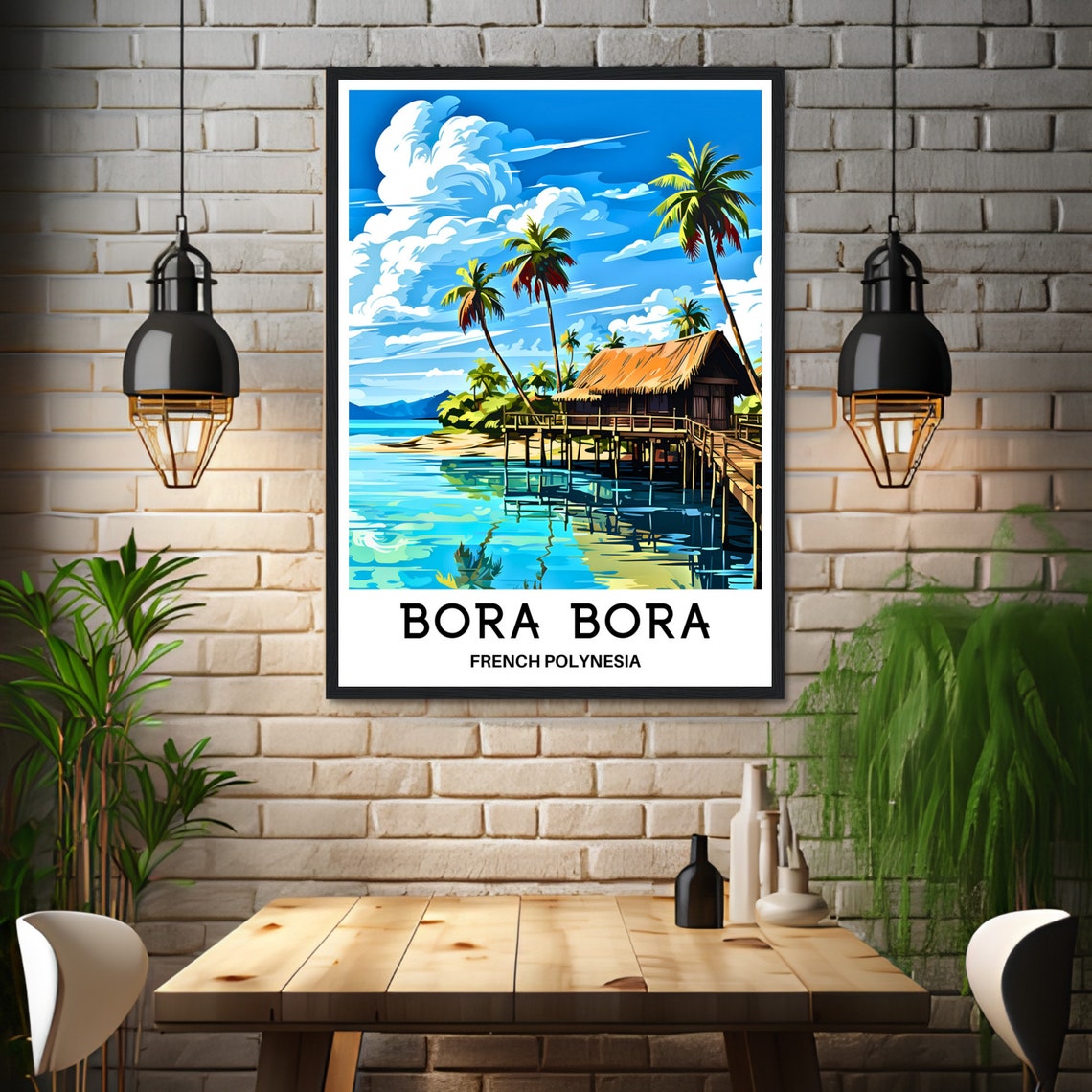 Bora Bora Overwater Bungalow Lagoon French Polynesia Island Poster - Image 3