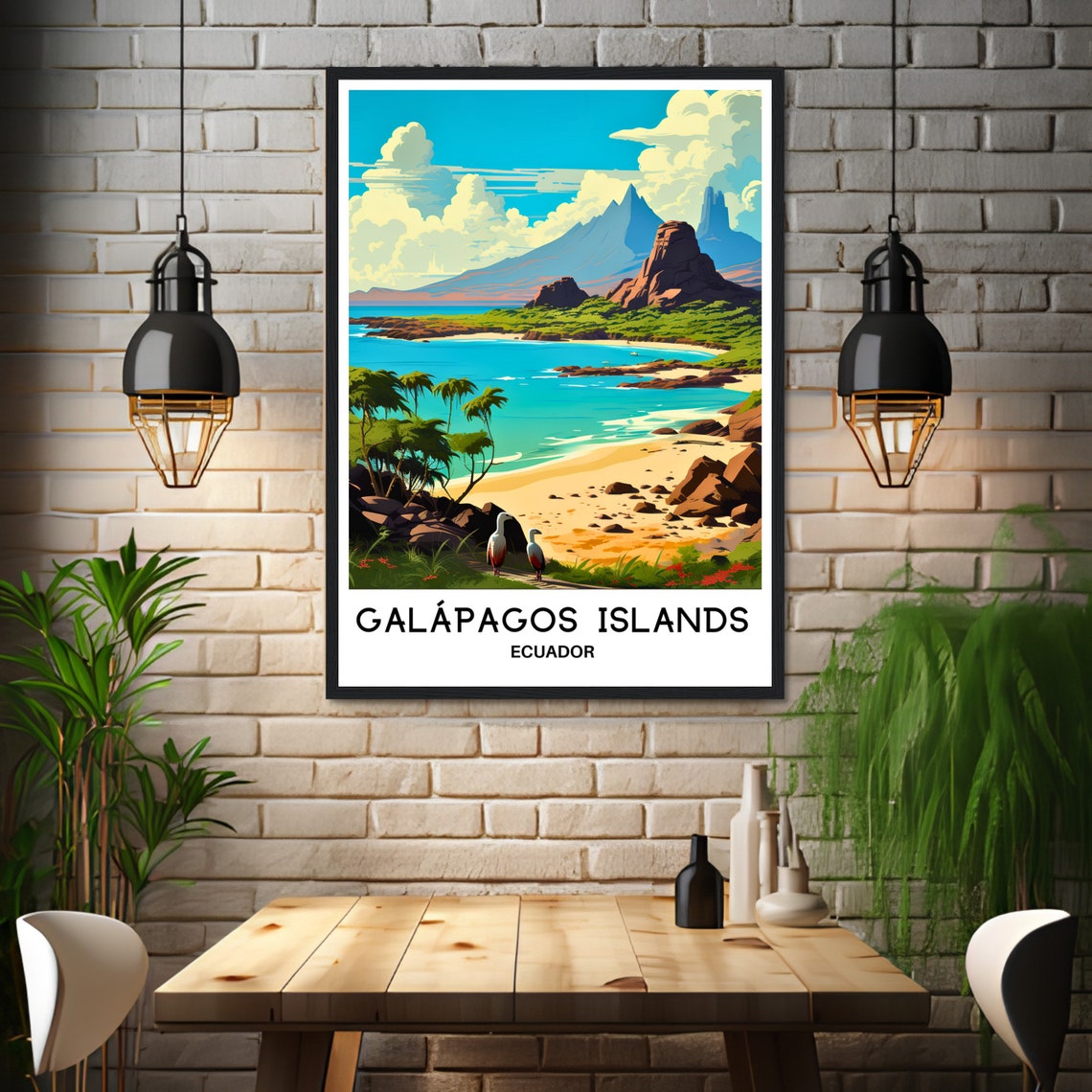 Galapagos Islands Ecuador Tropical Beach Seabirds Travel Poster - Image 3