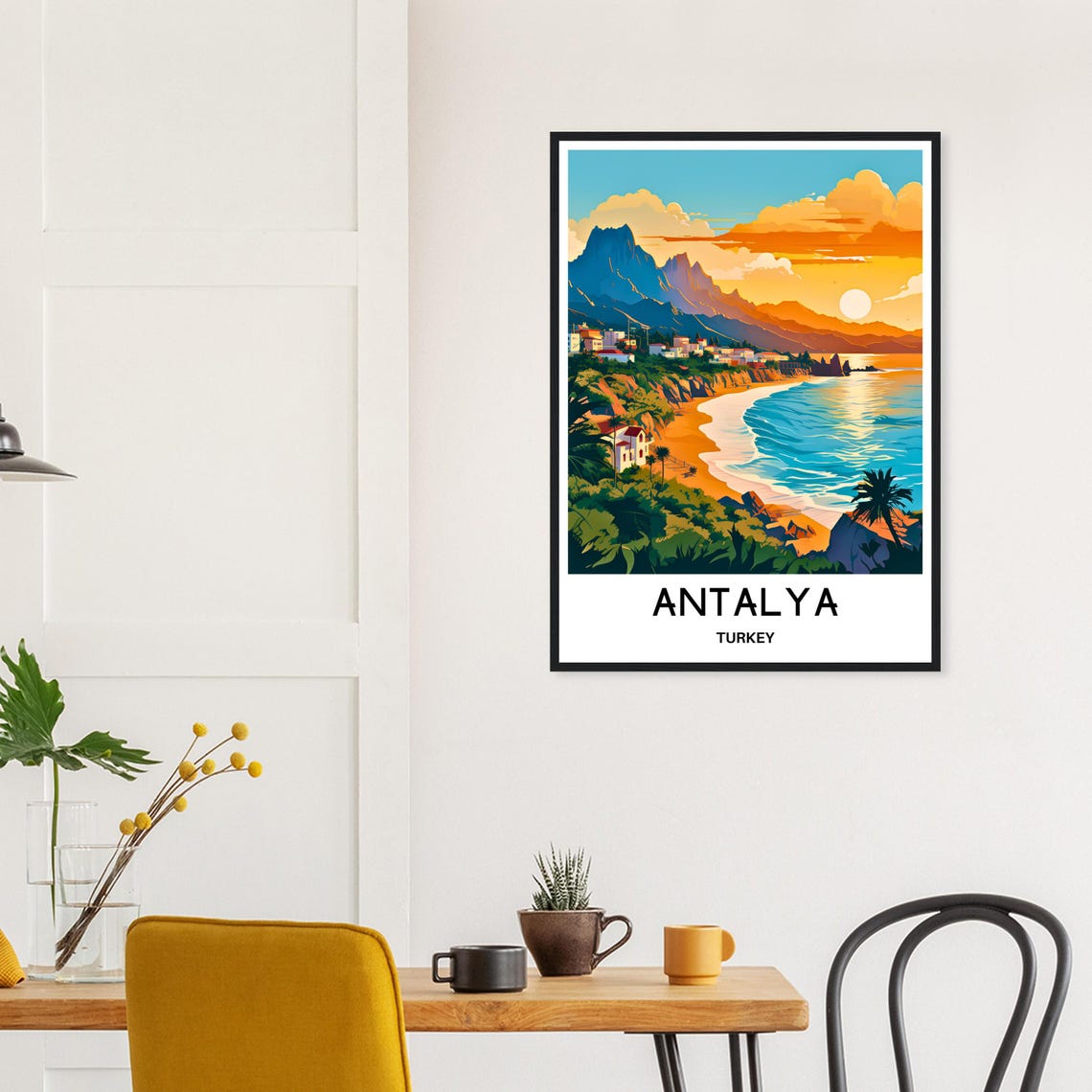Antalya Beach Sunset Turkey Mediterranean Coast Travel Poster - Image 3