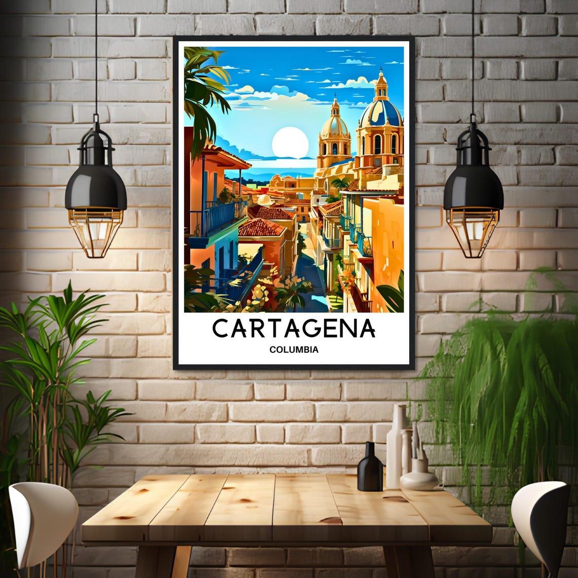Cartagena Colombia Sunset Over Cathedral Domes Old Town Poster - Image 3