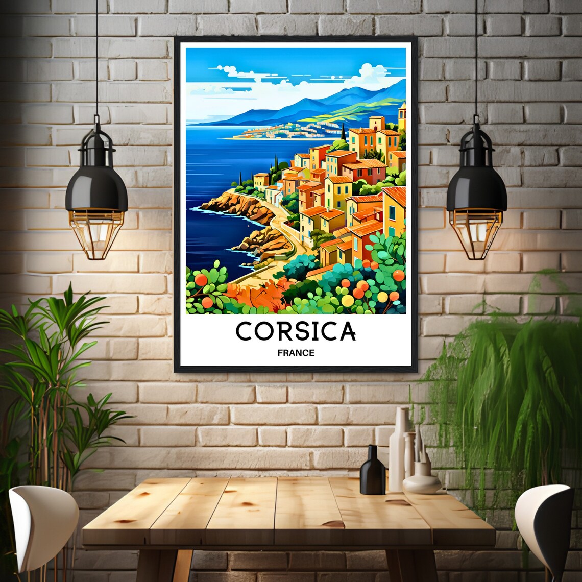 Corsica Cliffside Village With Terracotta Rooftops by the Sea Poster - Image 3