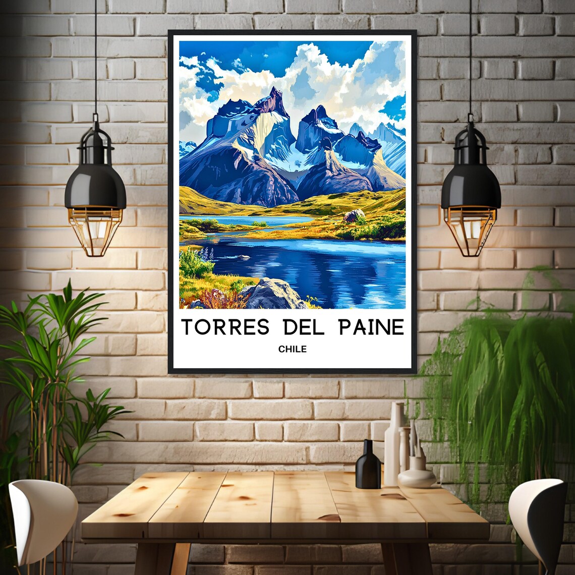Torres Del Paine Travel Print Torres Del Paine Poster Chilean Art Print Chile Lover Gift Wall Hanging Art Torres Del Paine Illustration - Image 3