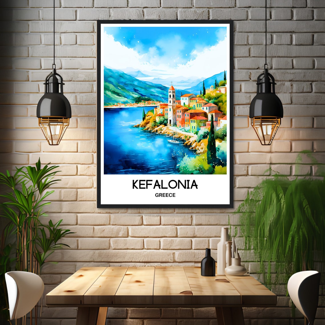 Kefalonia Watercolor Print Cephalonia Travel Poster Greek Art Print Greece Lover Gift Kefalonia Island Watercolour Painting Illustration - Image 3