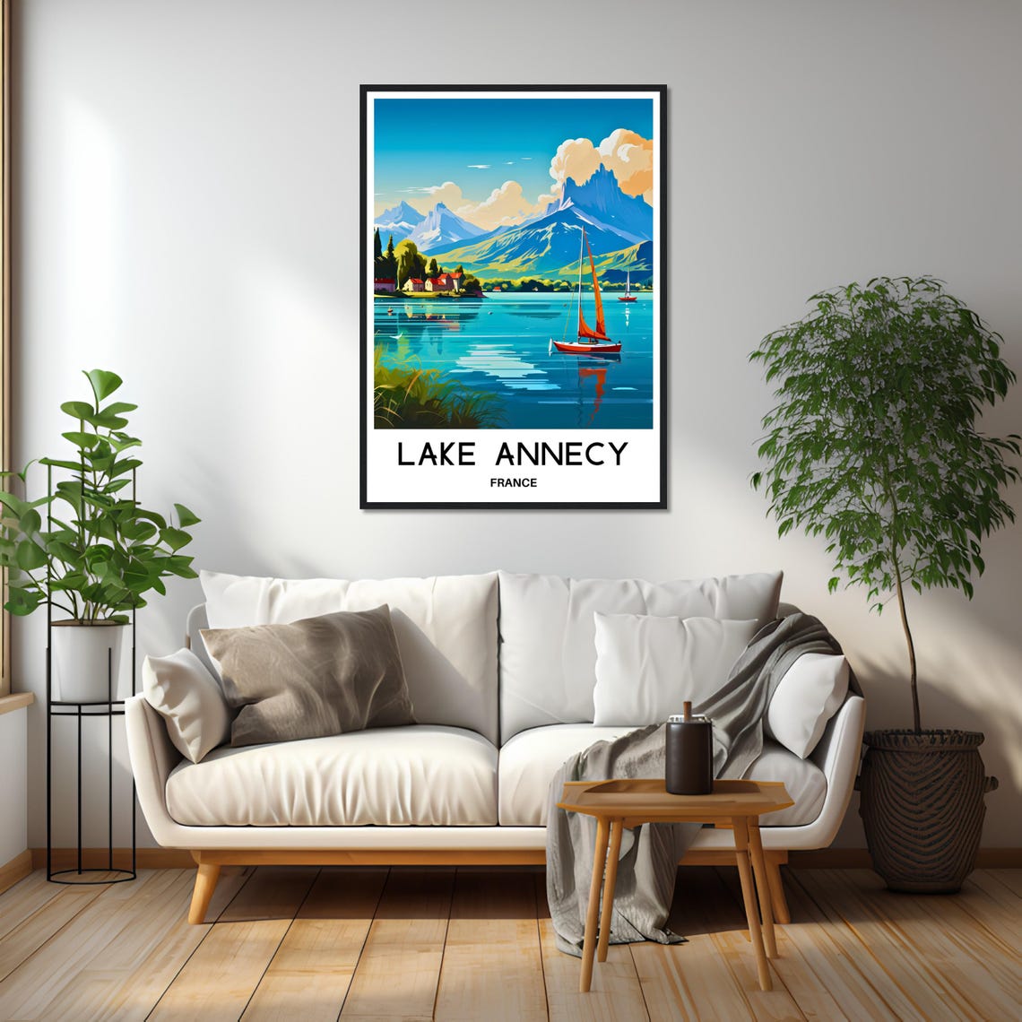 Lake Annecy Travel Print Lake Annecy Poster French Art Print France Lover Gift Wall Hanging Art Home Office Decor Lake Annecy Illustration - Image 2