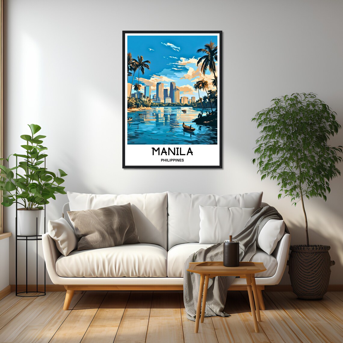 Manila Bay Sunset Harbor Boats Philippines Travel Art Poster - Image 2