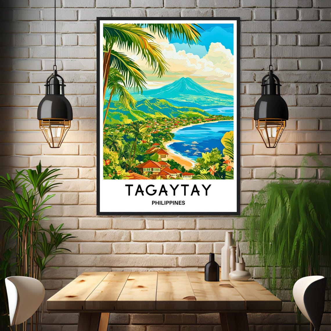 Tagaytay Philippines Taal Volcano Bay Tropical Travel Poster - Image 3
