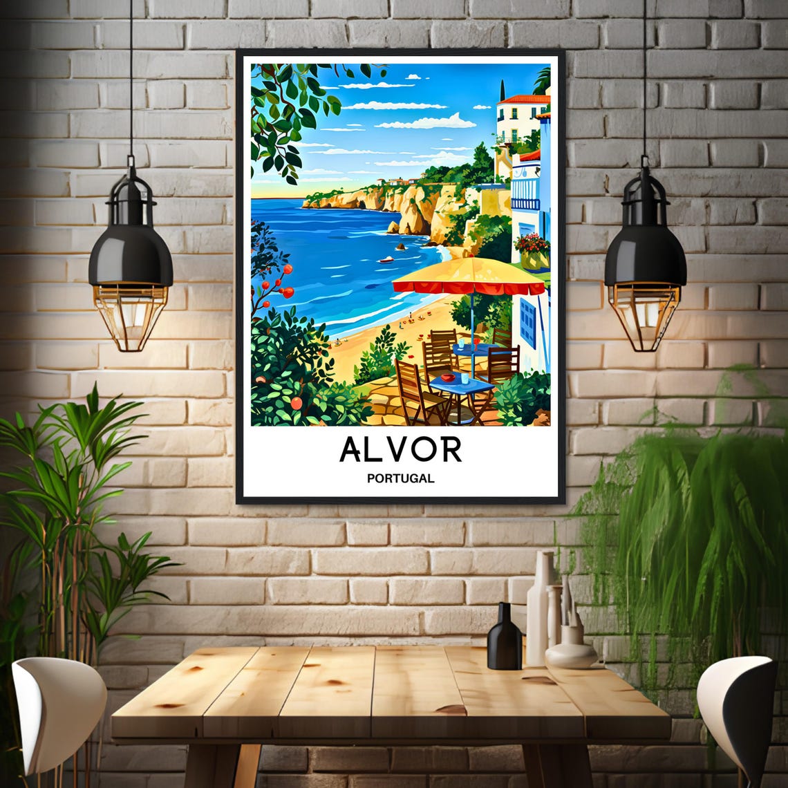 Alvor Seaside Cafe Terrace Golden Cliffs Portugal Coast Poster - Image 3