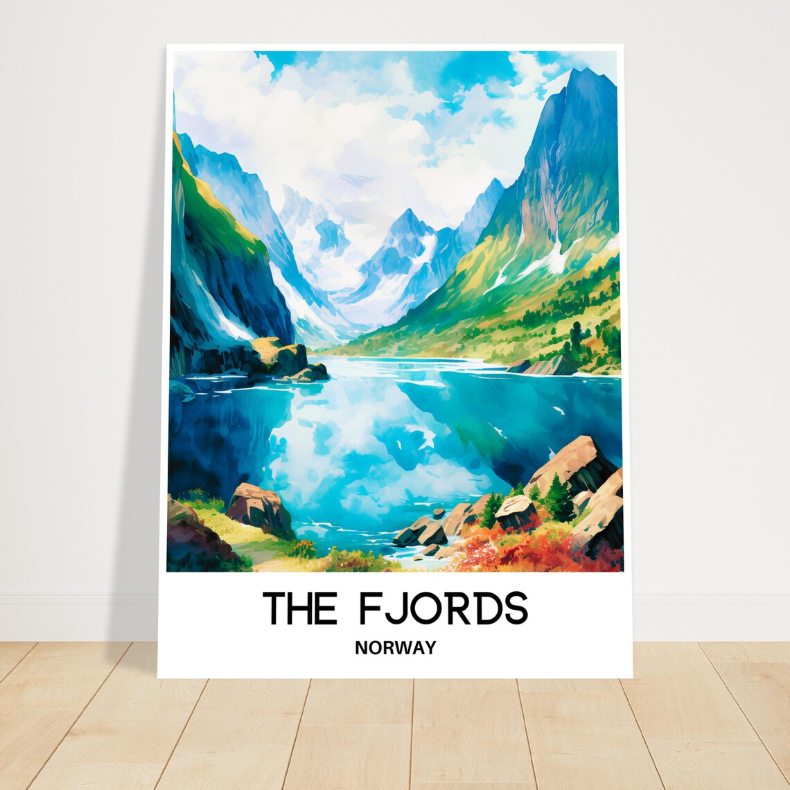 The Fjords Watercolor Travel Poster, Norway - Image 2