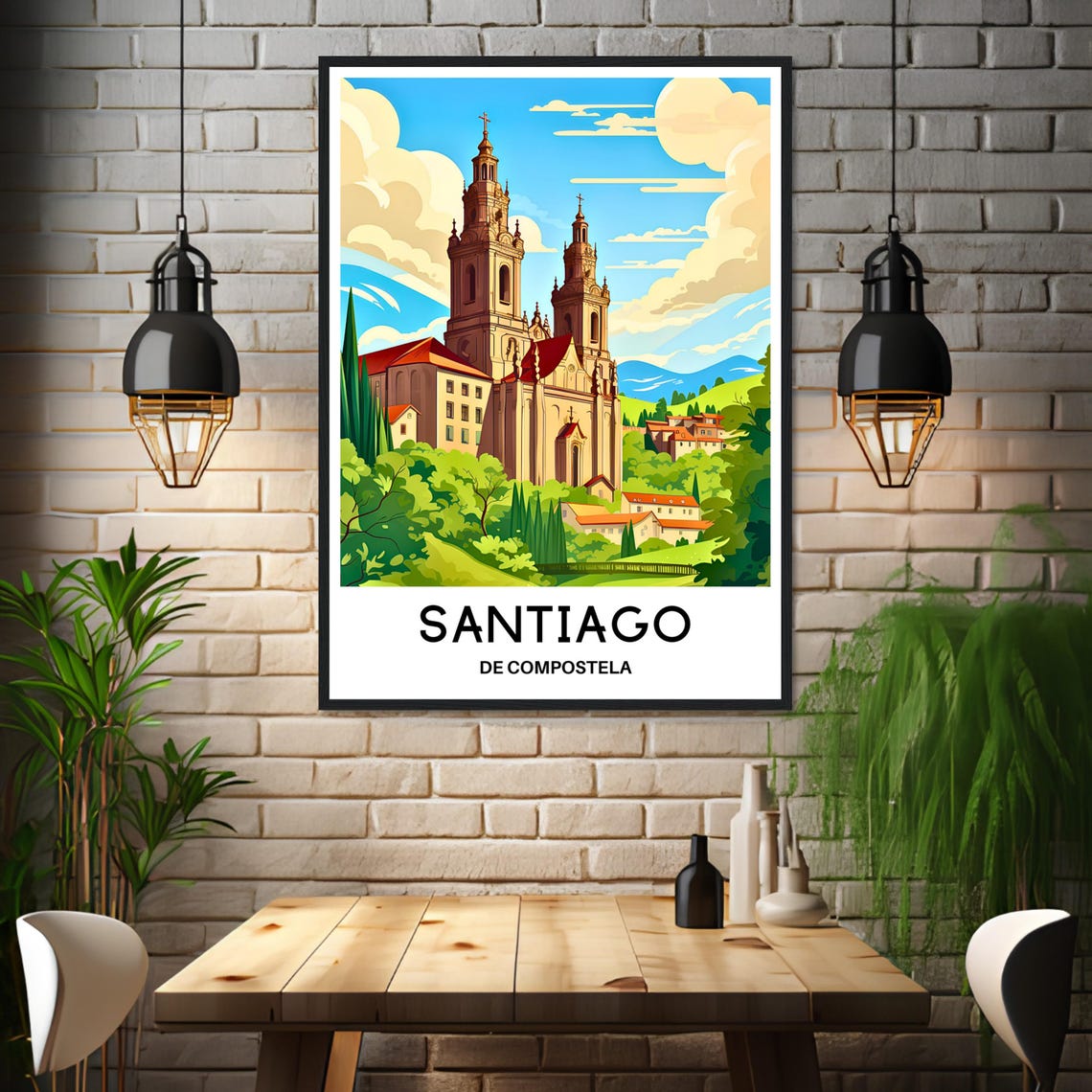 Santiago de Compostela Spain Historic Cathedral Travel Poster - Image 3