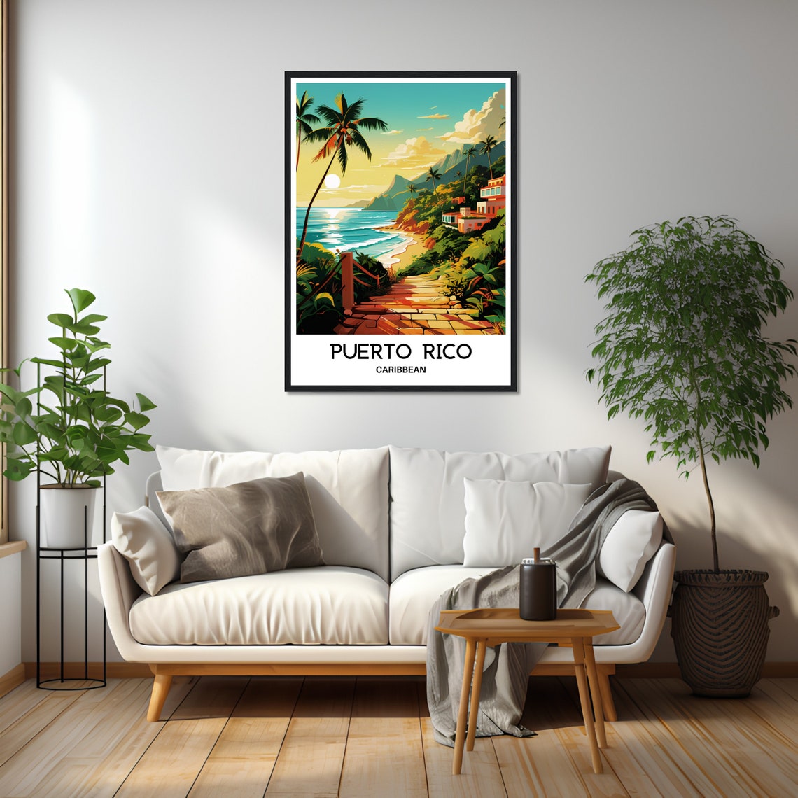 Puerto Rico Caribbean Tropical Golden Beach Sunset Travel Poster - Image 2