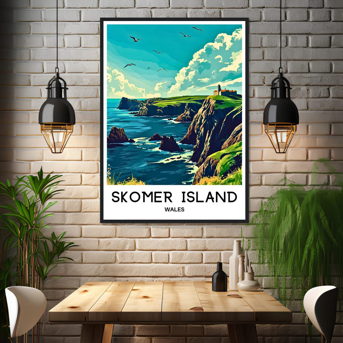 Skomer Island Wales Coastal Cliffs Seabirds Ocean View Poster - Image 3
