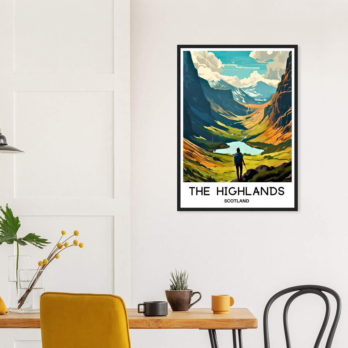 Scottish Highlands Hiker Mountain Valley Snowy Peaks Adventure Poster - Image 3