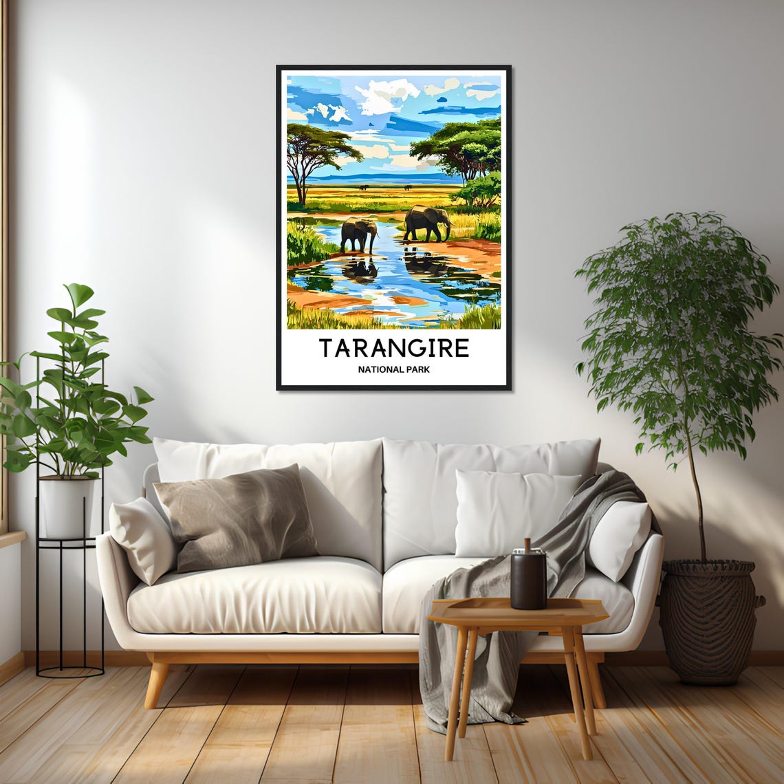 Tarangire National Park Elephants Waterhole Safari Travel Poster - Image 2