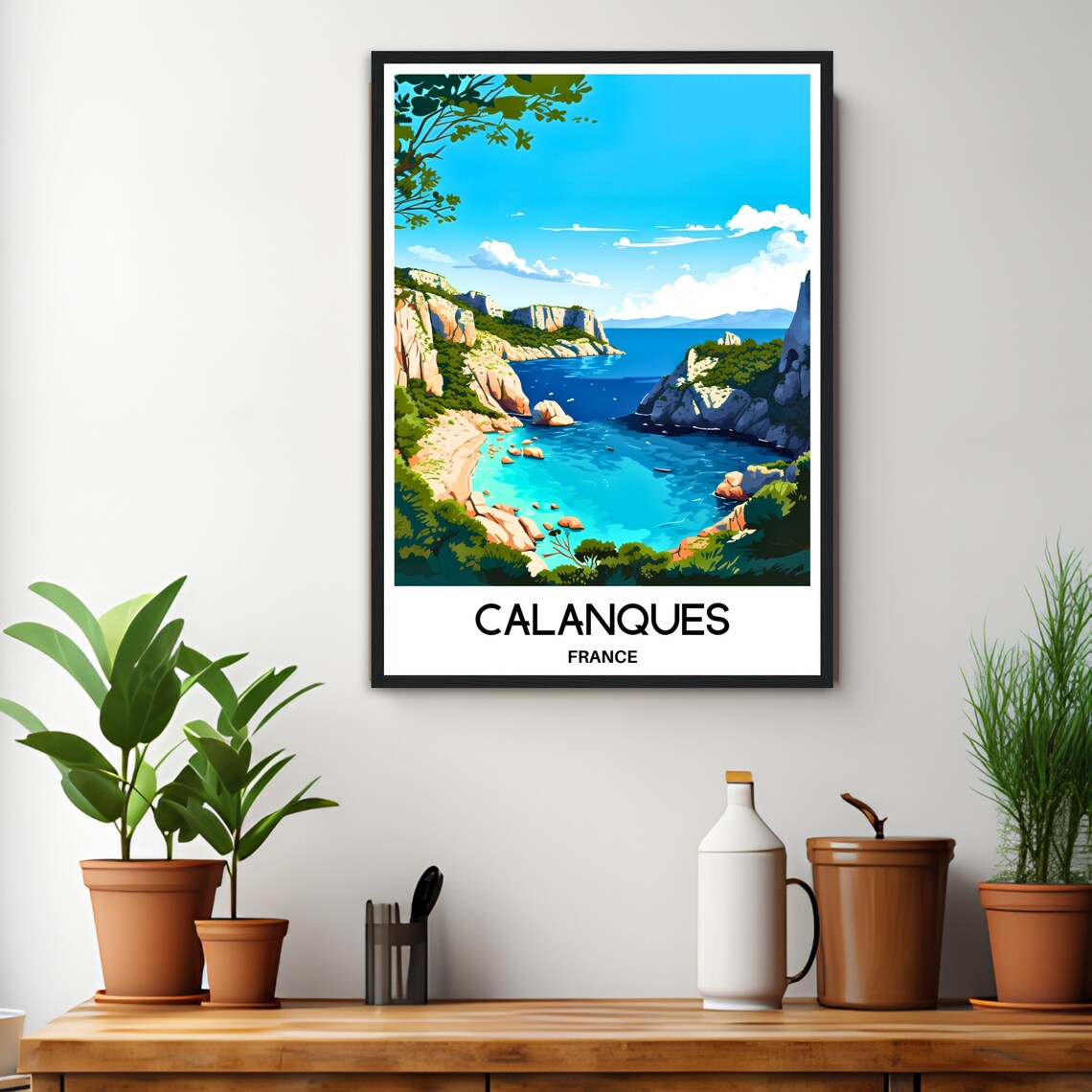 Calanques France Limestone Cliffs Turquoise Cove Travel Poster - Image 2