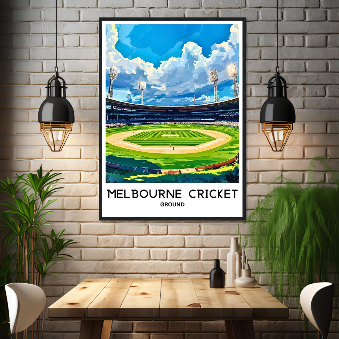 Melbourne Cricket Ground Stadium Floodlights Match Day Sports Poster - Image 3