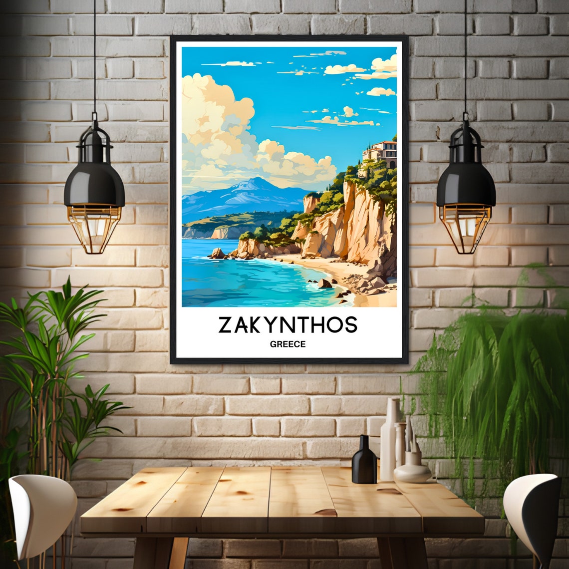 Zakynthos Greece Cliffside Cove Turquoise Beach Island Travel Poster - Image 3