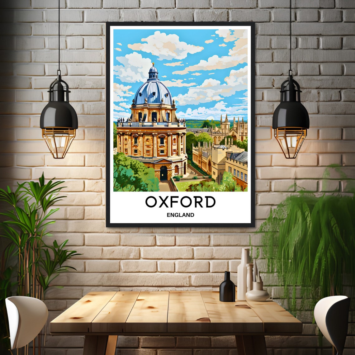 Oxford Travel Print Oxford Poster English Art Print England Lover Gift Wall Hanging Art Home Office Desk Decor Oxford City Illustration - Image 3