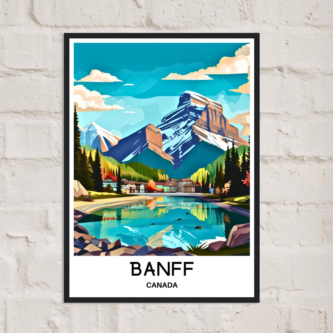 Banff Travel Poster Banff Travel Print Banff Art Print Banff Travel Gift Banff Lover Gift Banff Canada Print Banff Wall Art Banff Travel Art - Image 3