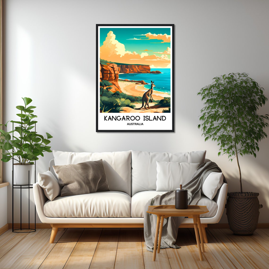 Kangaroo Island Australia Red Cliffs Beach Kangaroo Wildlife Travel Poster - Image 2