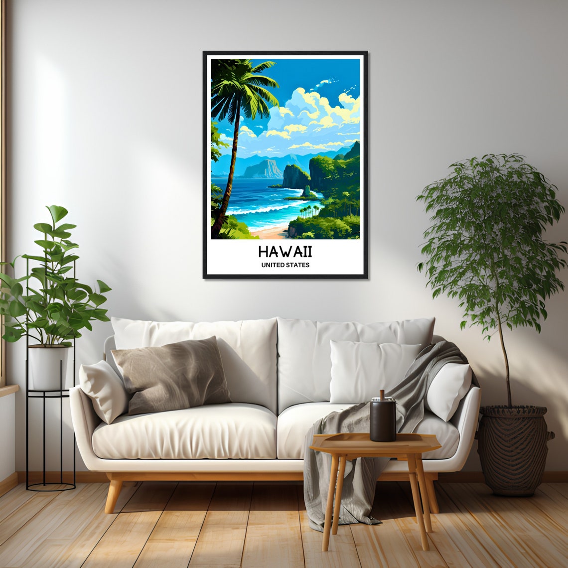 Hawaii Sea Cliffs Palm Cove Turquoise Ocean View Travel Poster - Image 3