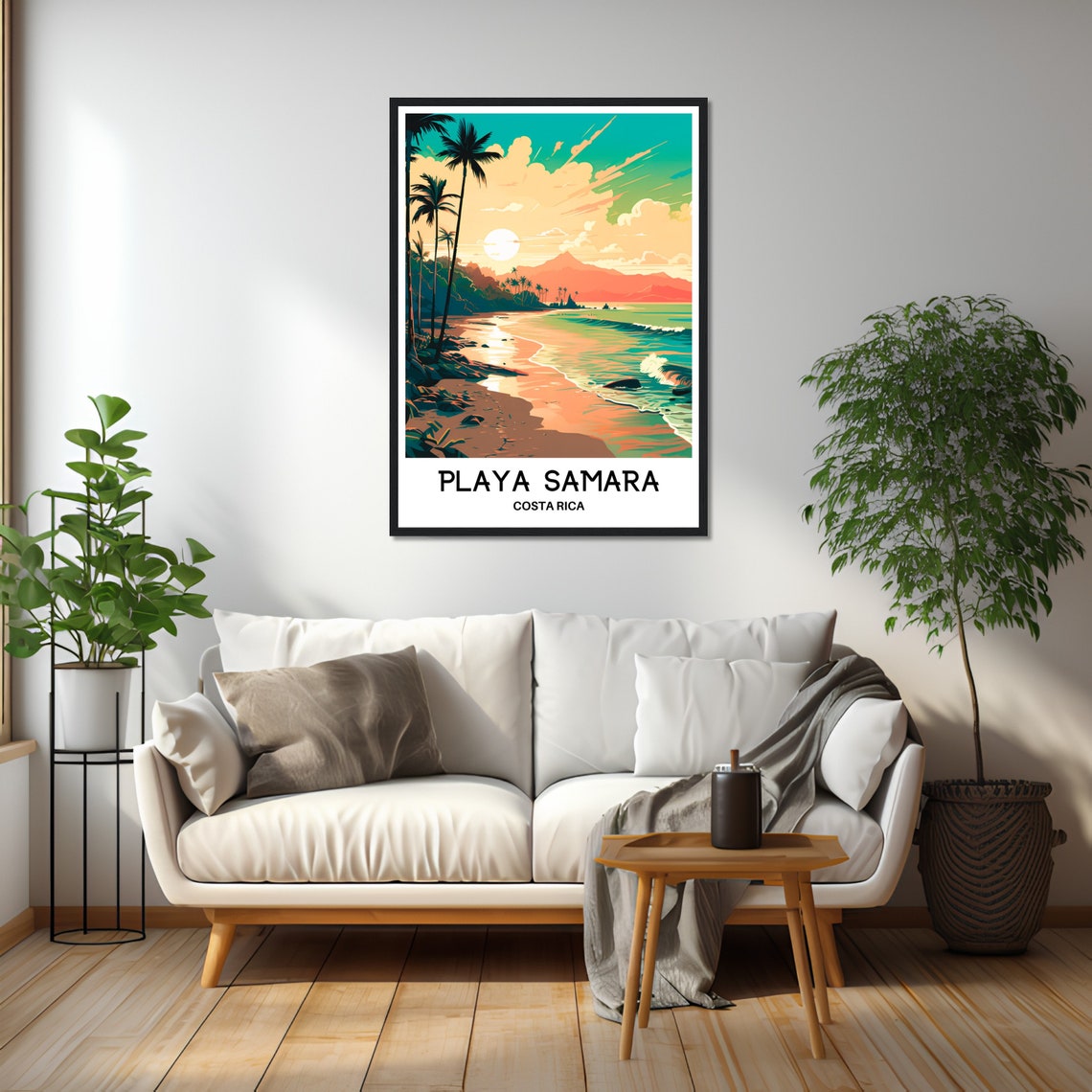 Playa Samara Costa Rica Tropical Beach Sunset with Palms Poster - Image 2