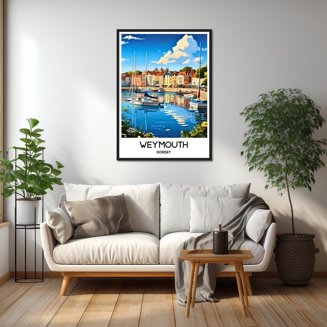 Weymouth Dorset Harbor Sailboats Waterfront Scene Travel Poster - Image 2