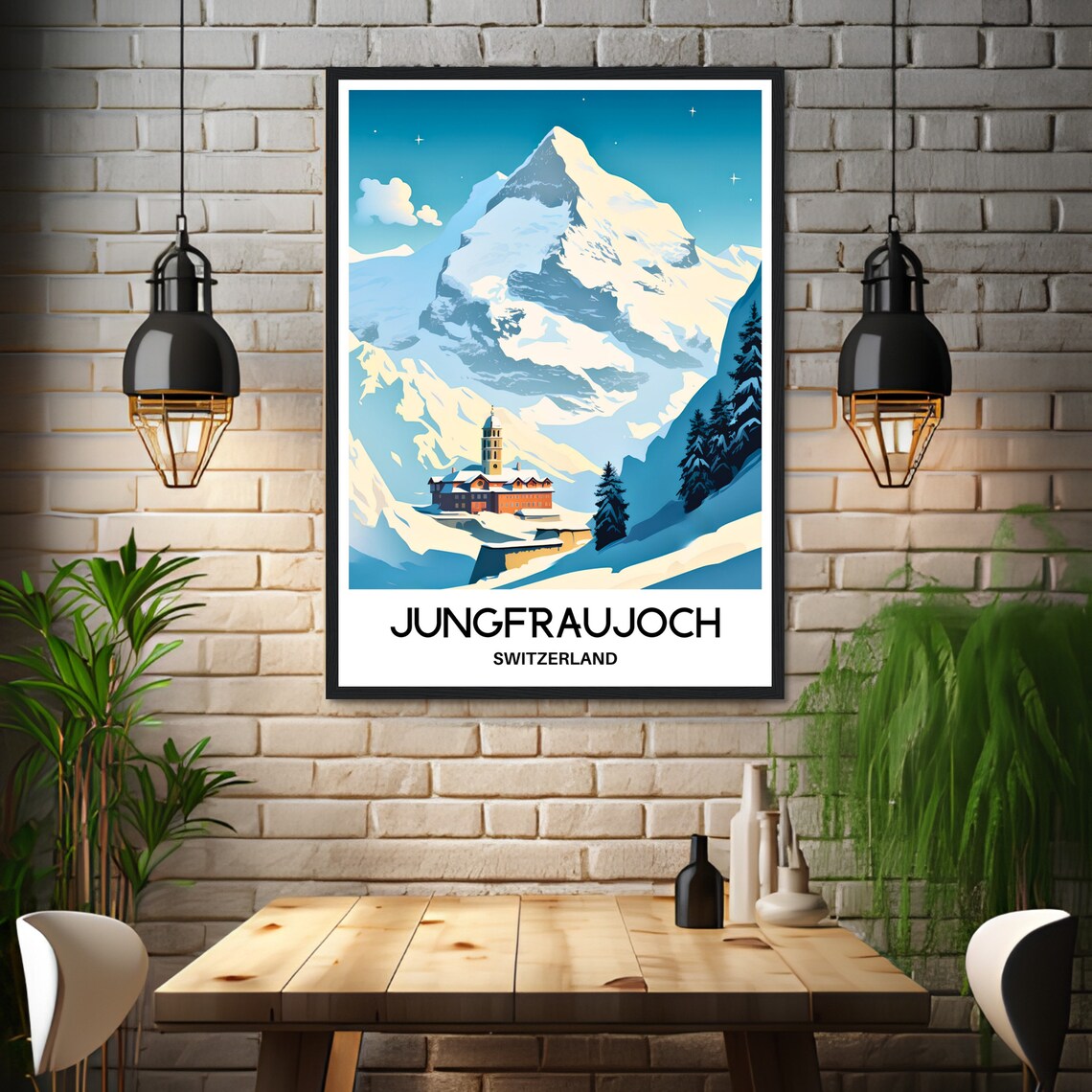 Jungfraujoch Switzerland Snow Peak Alpine Mountain Travel Poster - Image 3