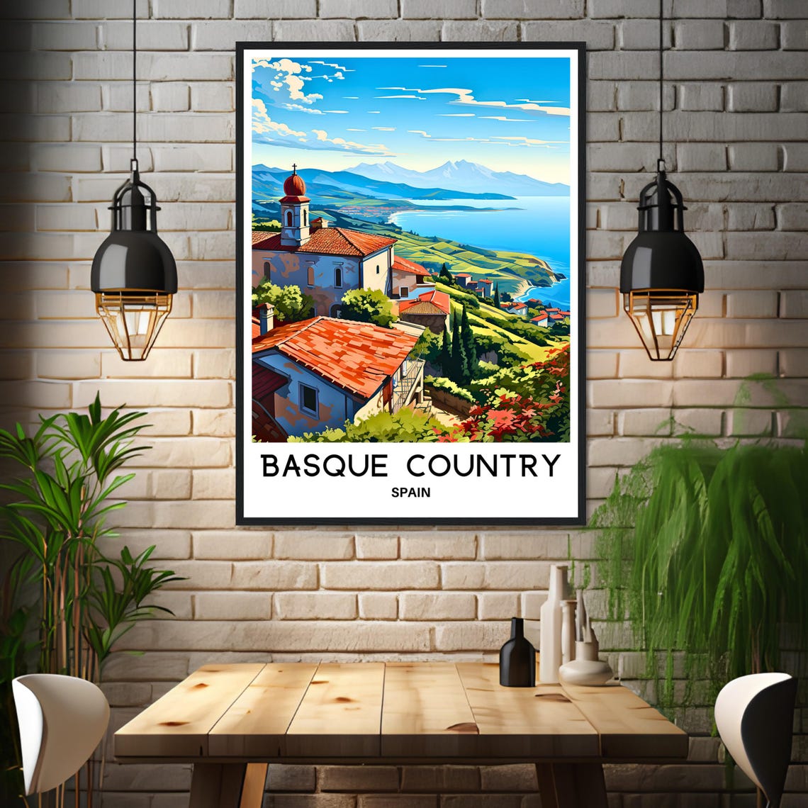 Basque Country Spain Hilltop Church Overlooking The Coast Poster - Image 3