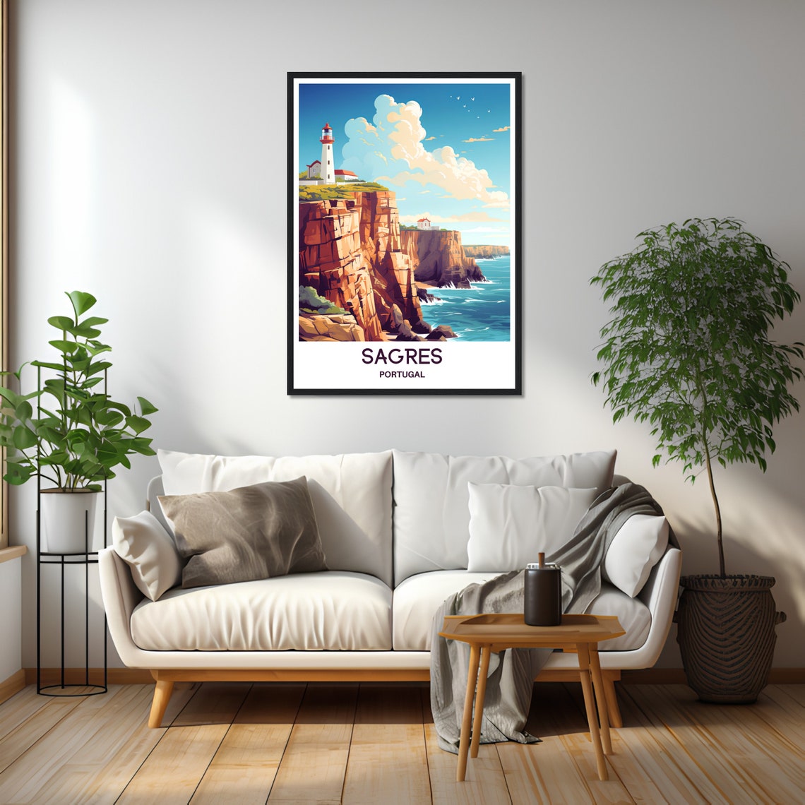 Sagres Portugal Lighthouse Red Cliffs Algarve Coast Travel Poster - Image 2