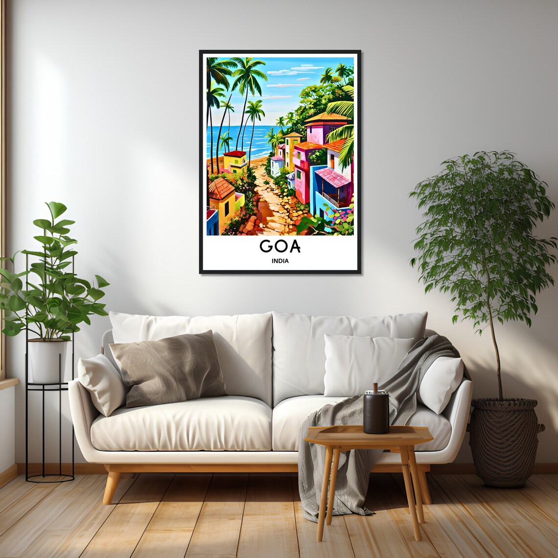 Goa India Colorful Seaside Village With Palm Trees Travel Poster - Image 2