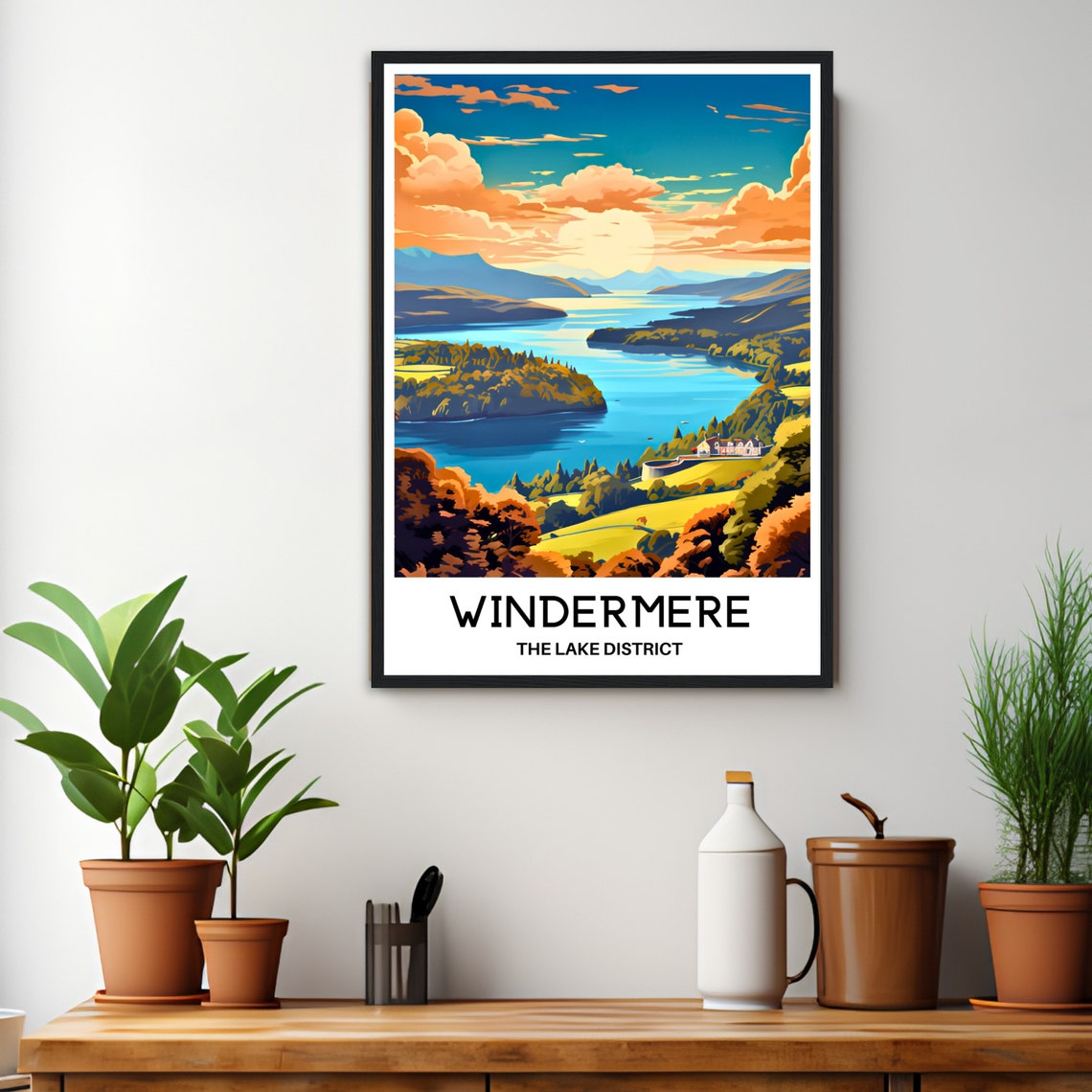 Windermere Lake District Autumn Lake Islands Scenic Travel Poster - Image 3
