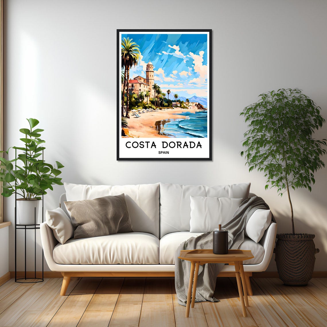 Costa Dorada Palm Beach Historic Tower Catalonia Travel Poster - Image 2