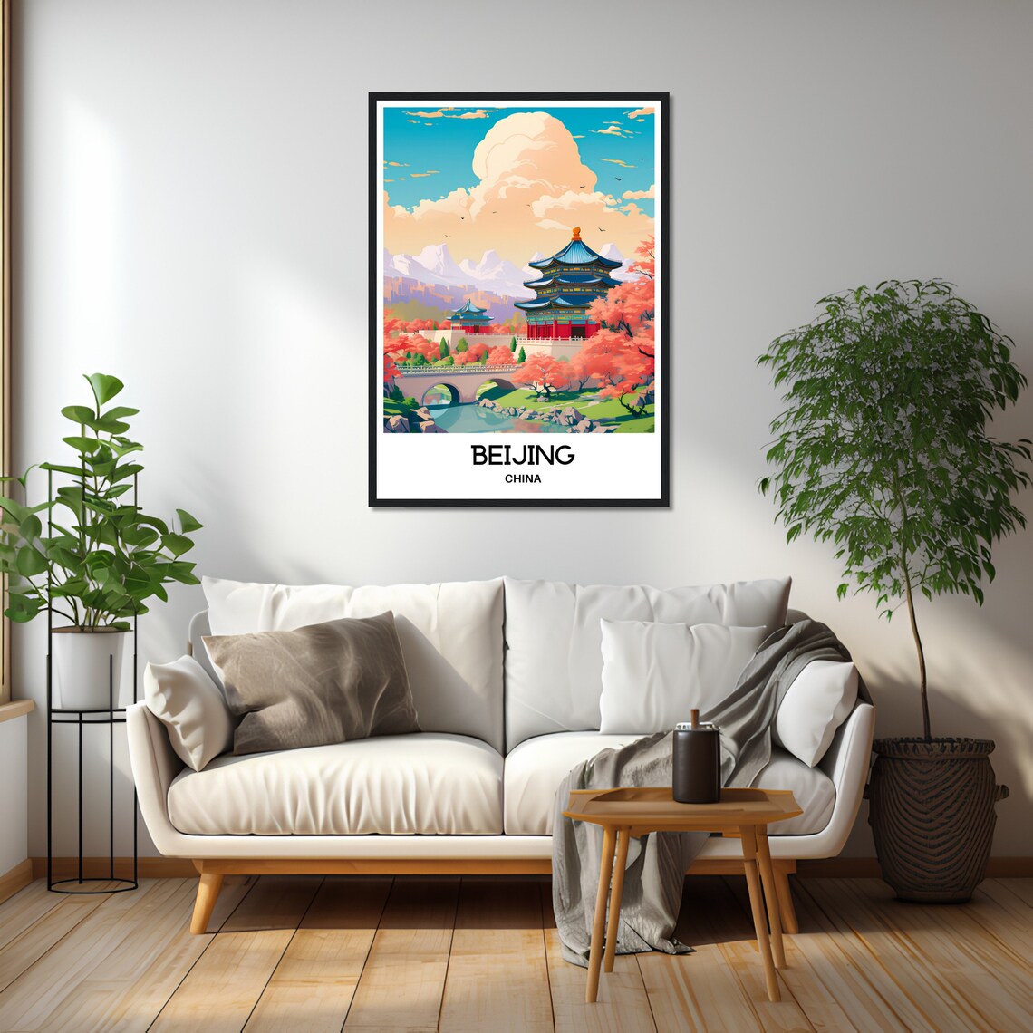 Beijing China Blue Temple Autumn Garden Foliage Travel Poster - Image 2