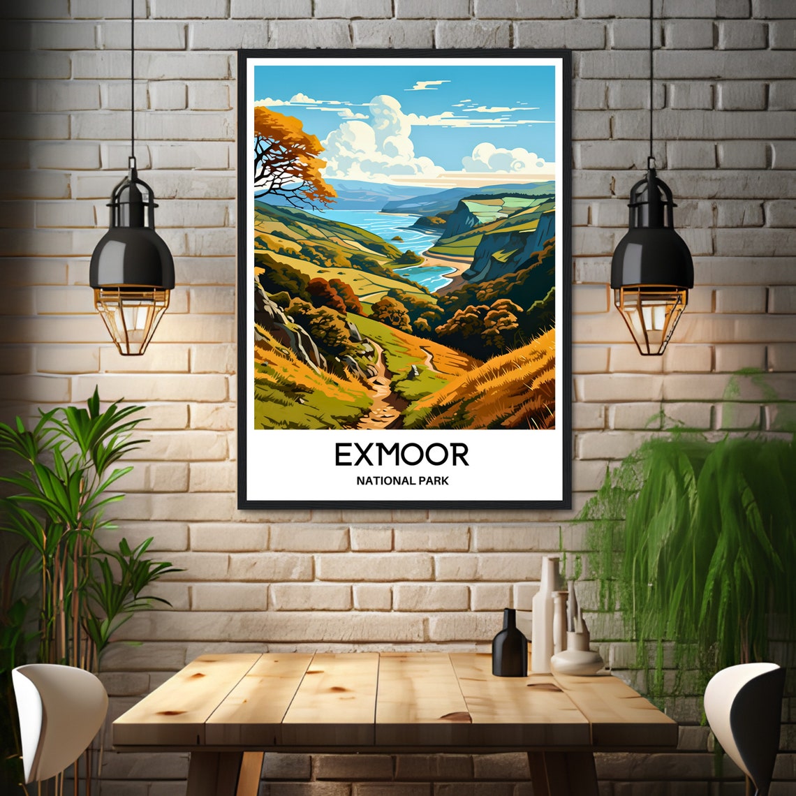Exmoor National Park England Autumn Valley Coast Travel Poster - Image 3