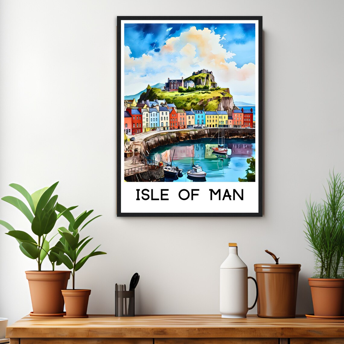 Isle Of Man Watercolor Travel Poster, British Isles - Image 2