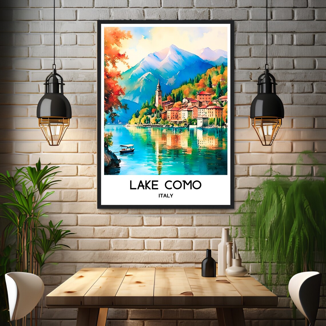 Lake Como Watercolor Print Lake Como Travel Poster Italian Art Print Italy Lover Gift Lake Como Watercolour Painting Illustration Print - Image 3