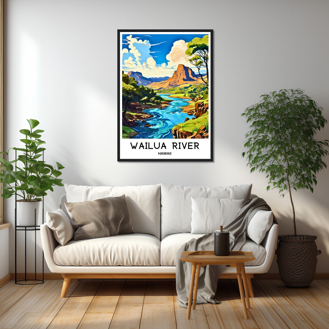 Wailua River Hawaii Vintage Travel Mountain River Valley Poster - Image 2