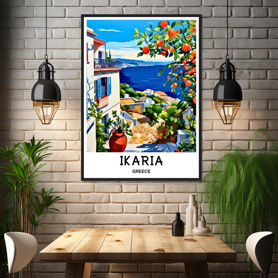 Ikaria Island Village Balcony Overlooking the Aegean Sea Poster - Image 3
