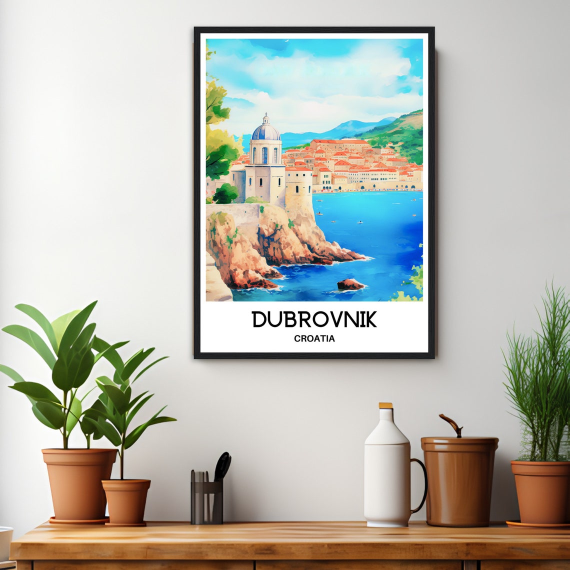 Dubrovnik Watercolor Print Dubrovnik Travel Poster Croatian Art Print Croatia Lover Gift Dubrovnik City Watercolour Painting Illustration - Image 2