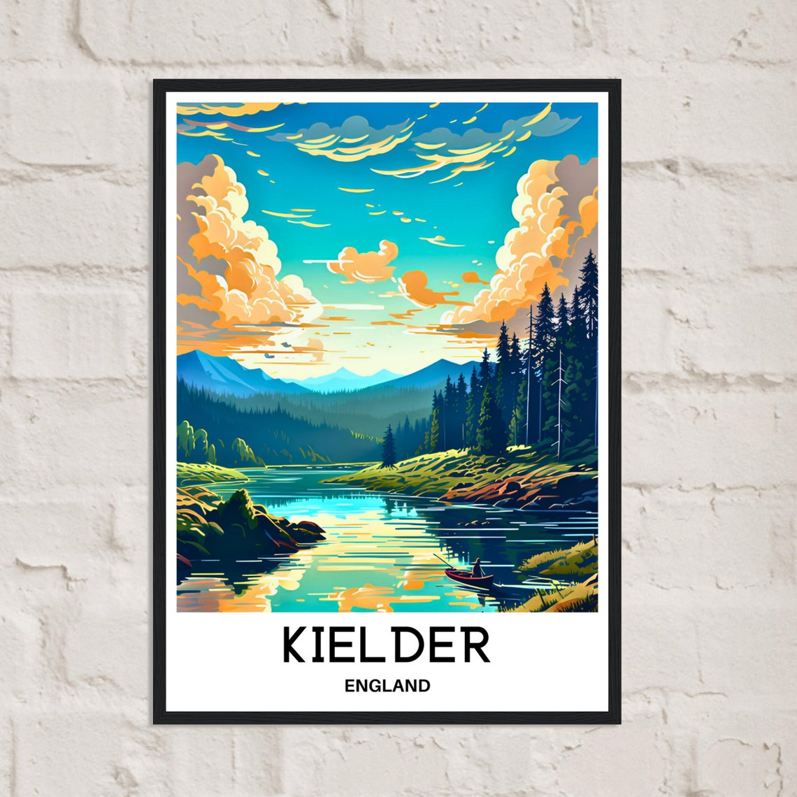 Kielder England Water Reservoir Pine Forest Canoe Dramatic Sky Poster - Image 2