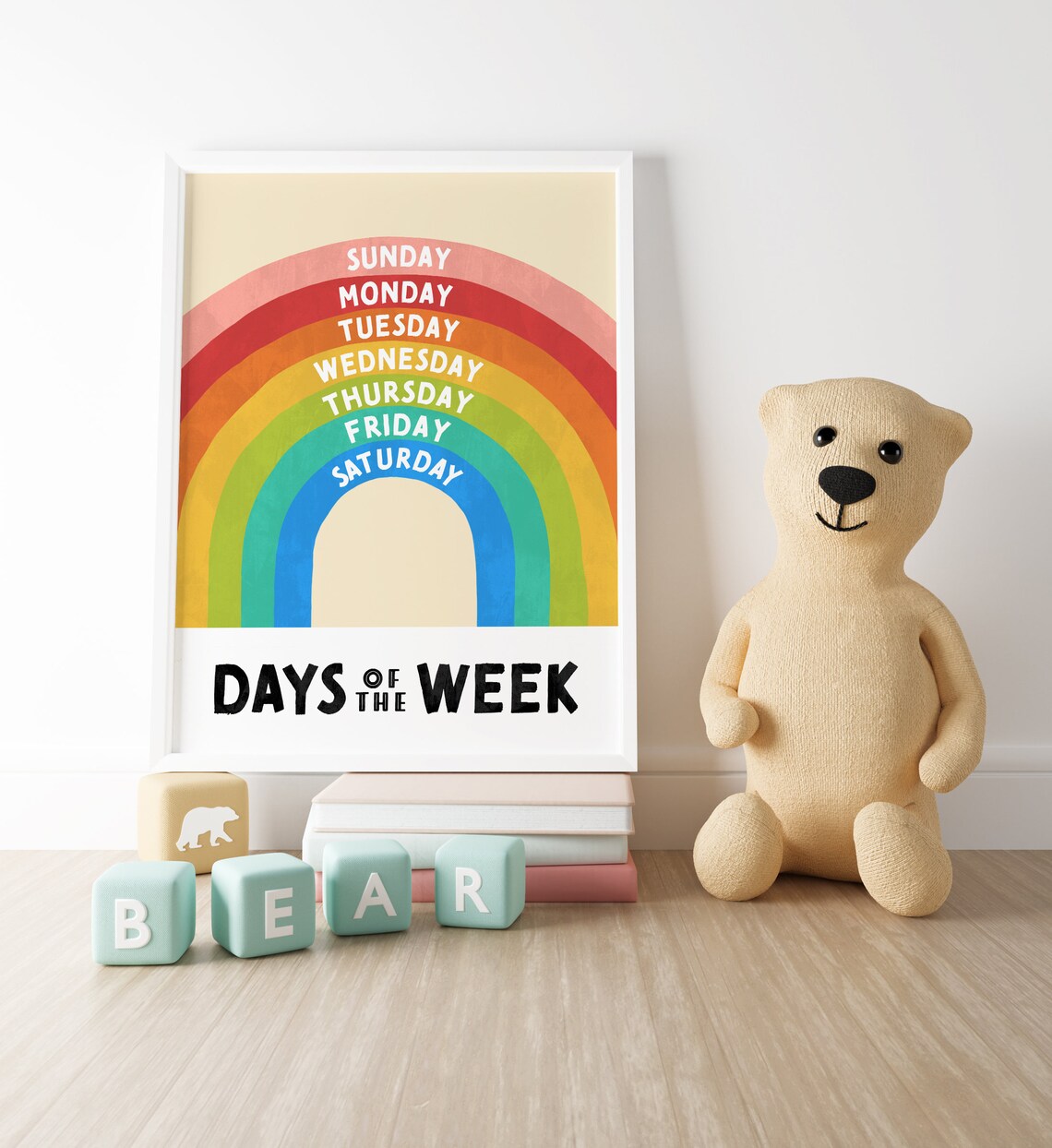 Rainbow Days Of The Week Nursery Art Print - Image 5