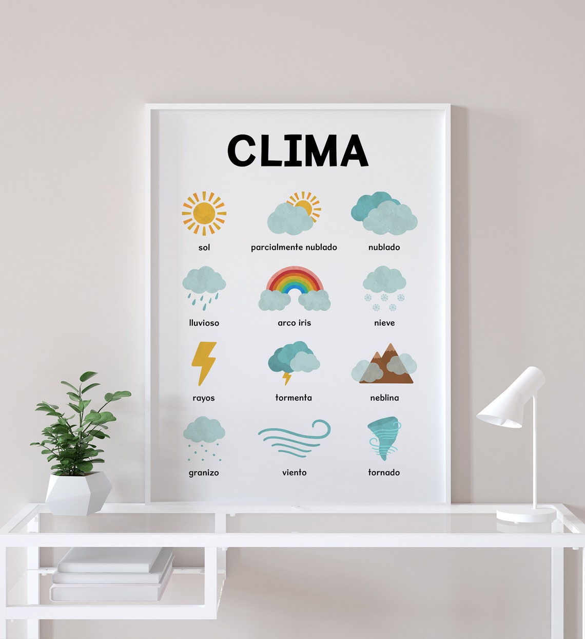Clima Spanish Weather Chart Kids Educational Nursery Learning Poster - Image 3
