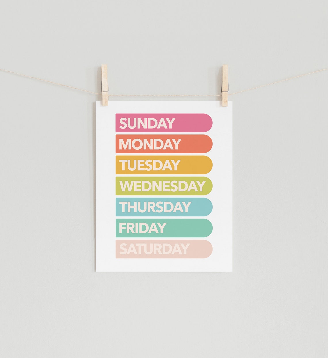 Days Of The Week Educational Pastel Color Kids Learning Poster - Image 4