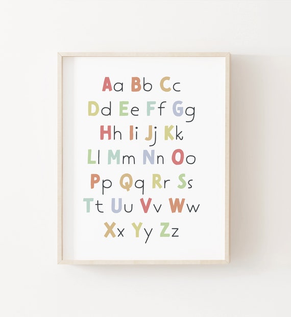 Muted Rainbow Pastel Nursery Alphabet Nursery Art Art Pastel Abc Print Instant Playroom Art Homeschool Print