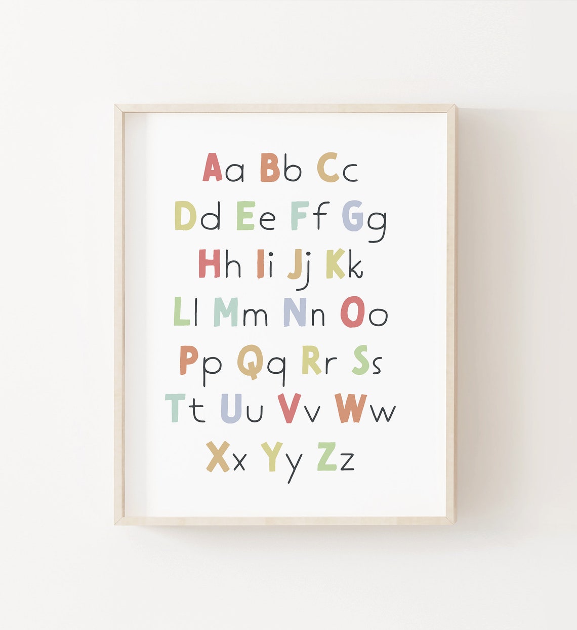 ABC Alphabet Upper And Lowercase Pastel Kids Nursery Learning Poster
