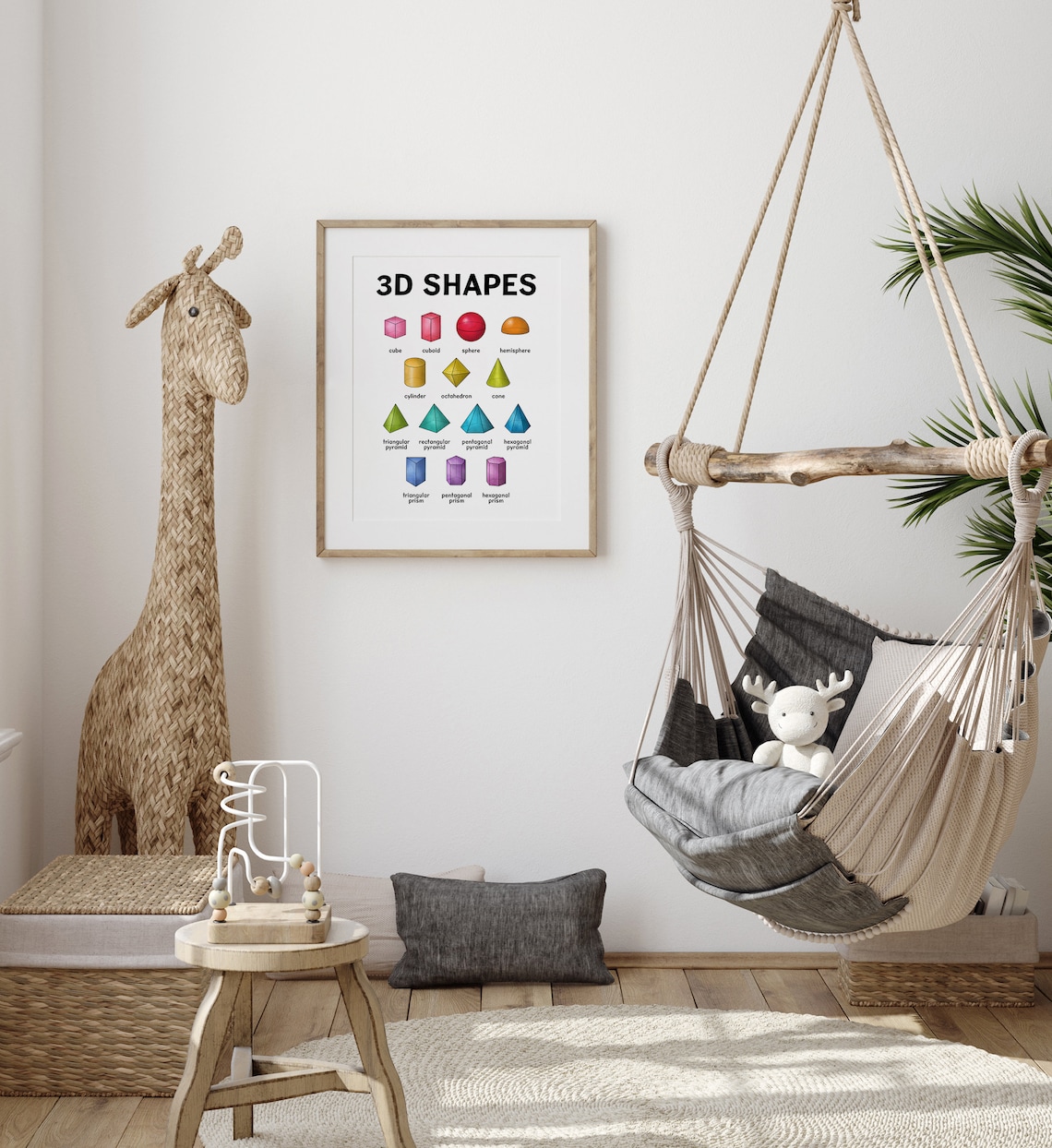 Rainbow 3D Shapes Learning Poster, Preschool Prints - Image 2