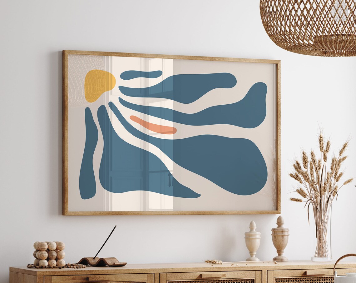 Matisse Blue Minimalist Abstract Flower Market Print