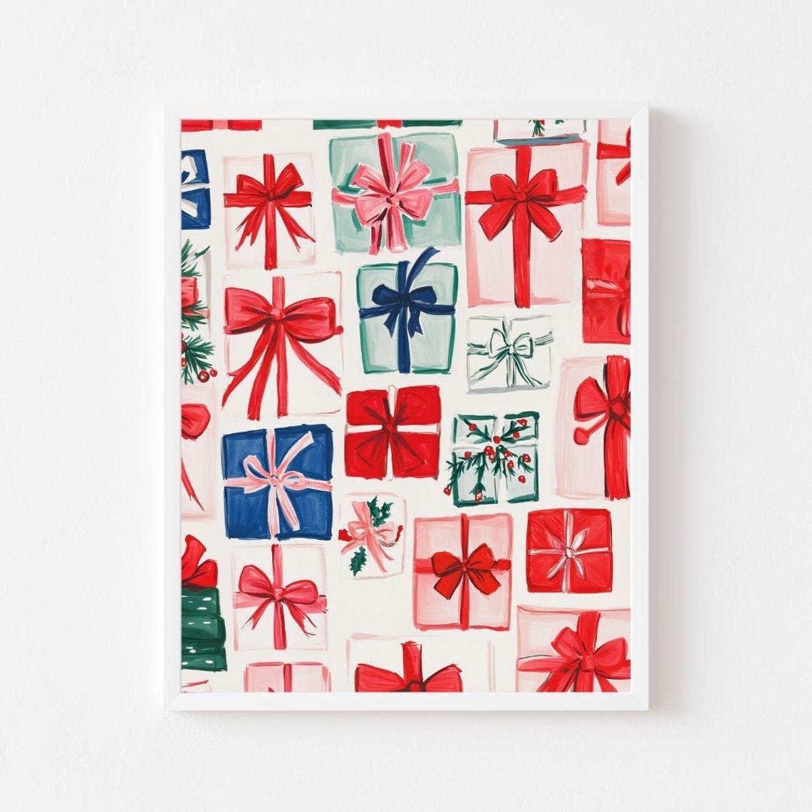 Colorful Christmas Gift Boxes Festive Red And Green Pattern Poster